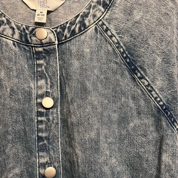 Time and Tru Women's Button Front Denim Mini Dress with Long Sleeves, Size M - Picture 11 of 14